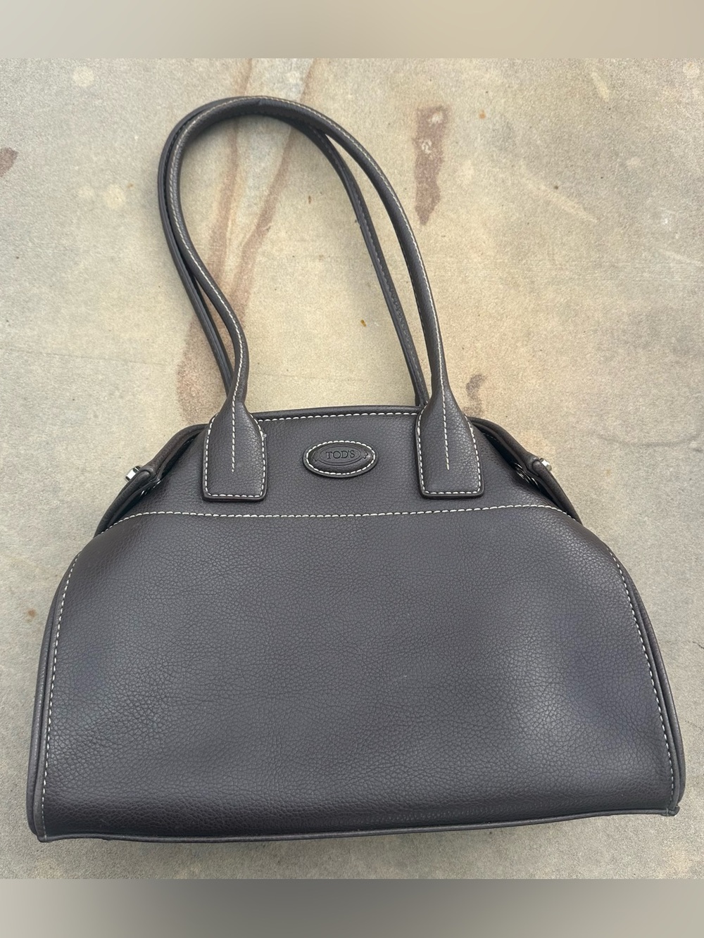 Tod's Girelli Brown Pebbled Leather Tote Hand Shoulder Bag Purse Turn Lock